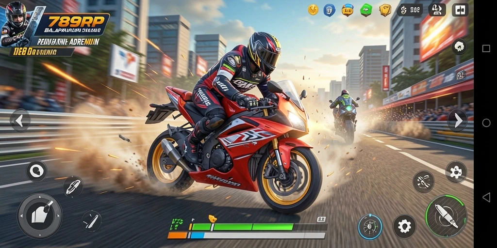 Gameplay mendebarkan di 789RP dengan trek balap yang menantang.