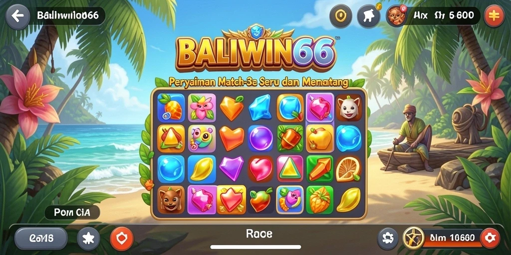Tampilan gameplay seru BALIWIN66 saat mencocokkan permata.