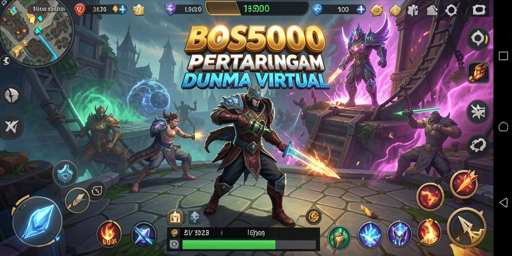 Tampilan gameplay BOS5000 yang mendebarkan dan penuh aksi pertarungan.
