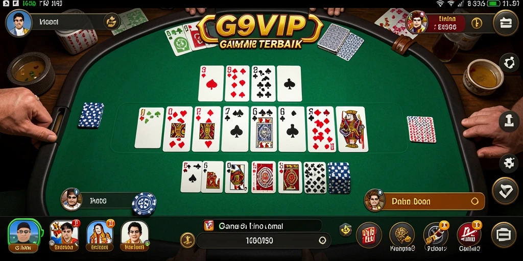 Tangkapan layar utama G9VIP yang menunjukkan gameplay seru Domino.