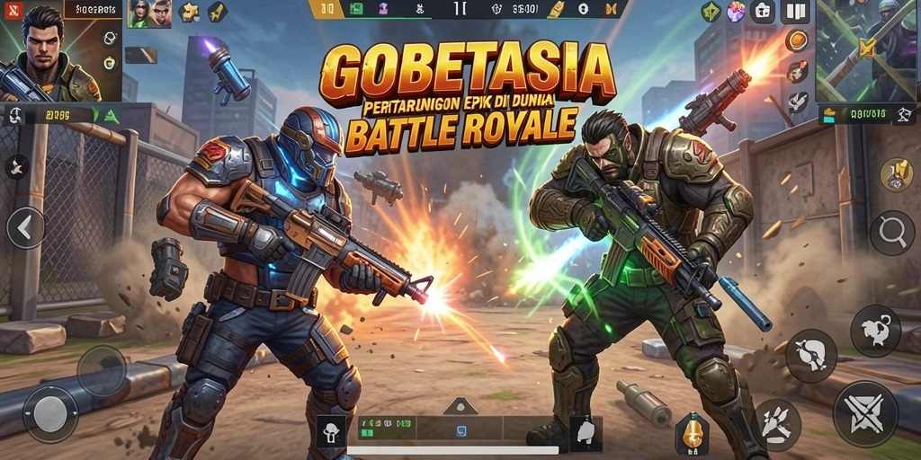 Screenshot gameplay GOBETASIA dengan aksi seru dalam perang Battle Royale.