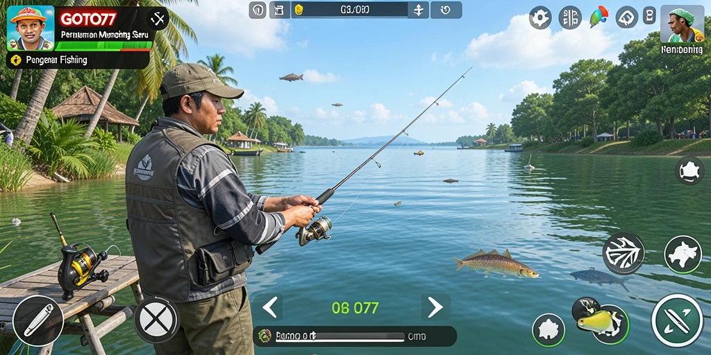 Tampilan gameplay GOTO77 yang menarik saat memancing ikan.