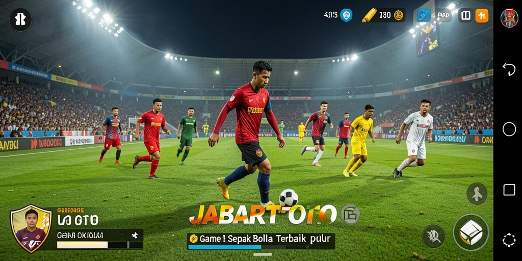 Tampilan seru dari gameplay JABARTOTO yang menggambarkan aksi sepak bola.