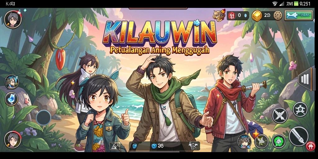 Screenshot gameplay KILAUWIN yang penuh aksi dari petualangan Anime.