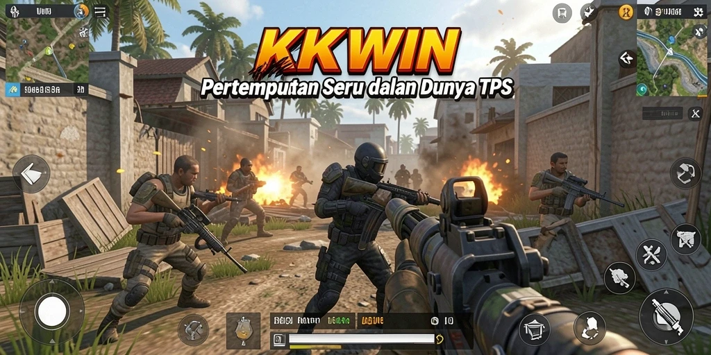 Screenshot utama KKWIN menampilkan aksi pertempuran TPS yang mendebarkan.