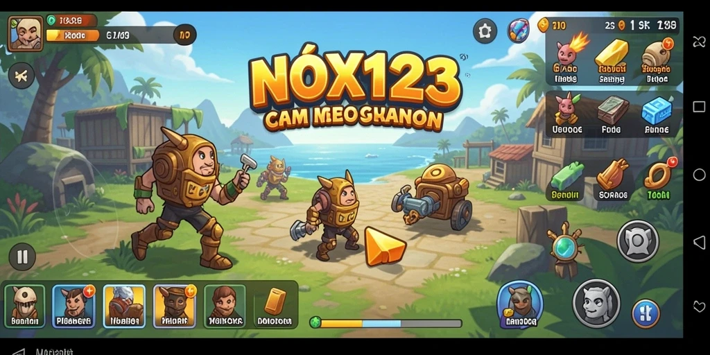 Tangkapan layar gameplay NOX123 yang menunjukkan karakter dalam aksi Idle.