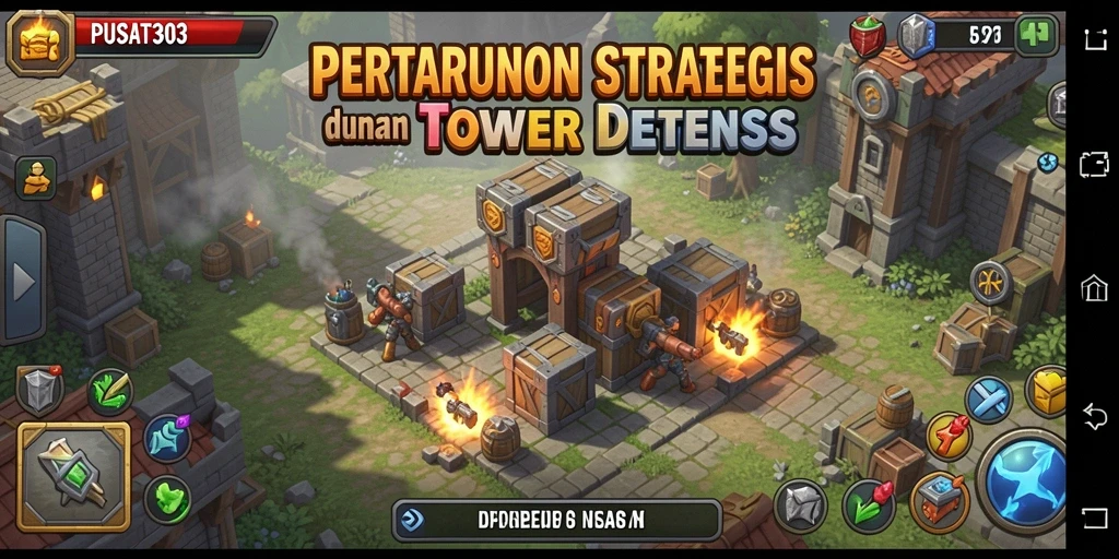 Tampilan gameplay menara strategis dalam PUSAT303.