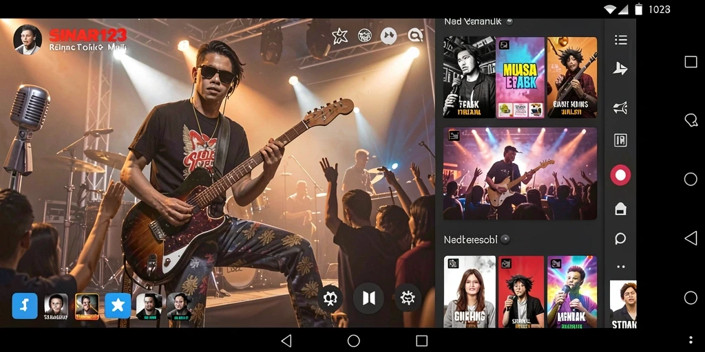 Screenshot gameplay SINAR123 dengan tampilan lirik lagu.