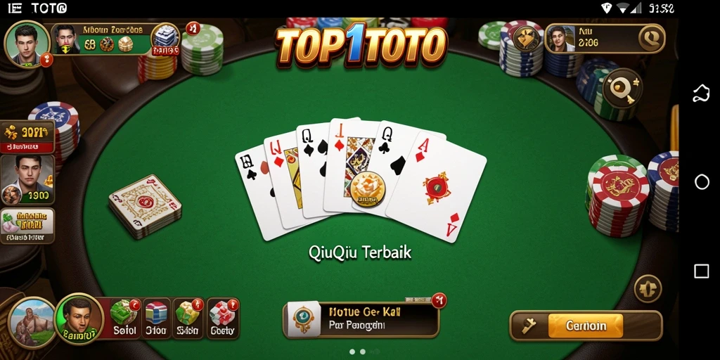 Screenshot gameplay TOP1TOTO menampilkan aksi seru permainan QiuQiu.