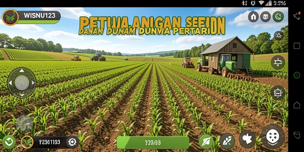 Tangkapan layar WISNU123 menampilkan petualangan bertani yang berwarna-warni.
